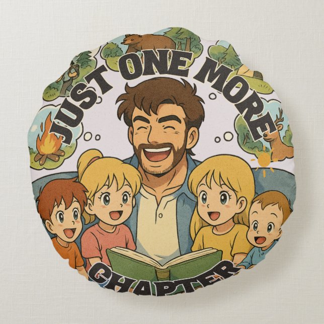 Just One More Chapter Throw Pillow Rund Kudde (Baksidan)