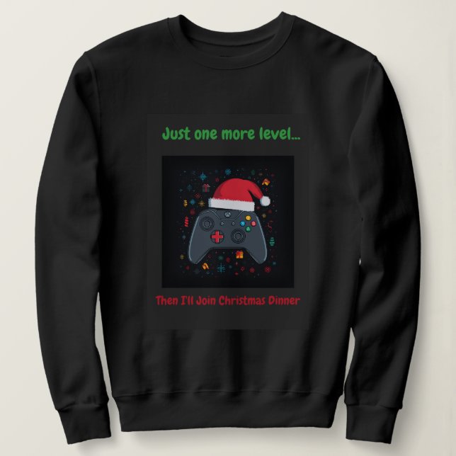 Just One More Level Funny Gamer Christmas  T Shirt (Design framsida)