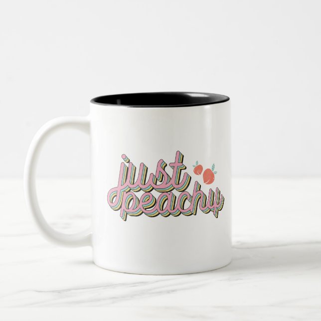 "Just Peachy" Cute Peach Två-Tonad Mugg (Vänster)