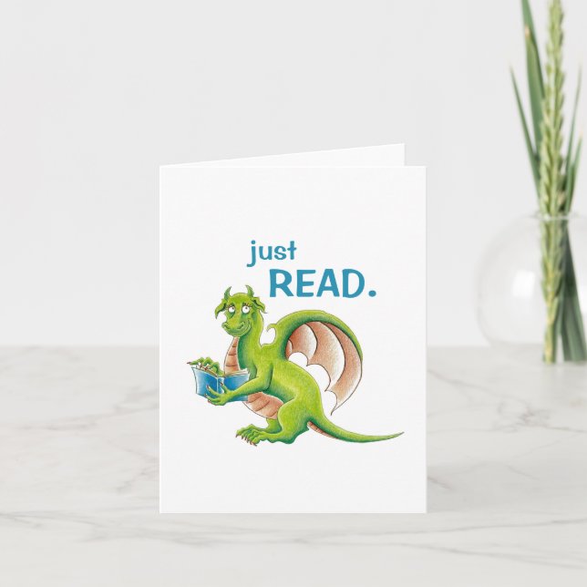 Just Read Dragon-hälsningskort Tack Kort (Framsida)