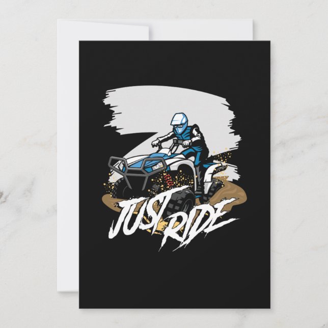 Just Ride ATV Quad Tävla Offroad 4x4 Rider Gift Inbjudningar (Framsida)