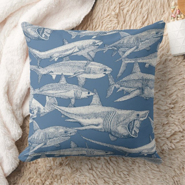 just sharks cobalt denim kudde (Filt)
