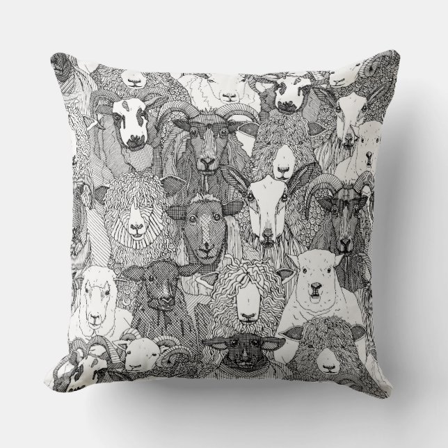 just sheep black white kudde (Framsida)
