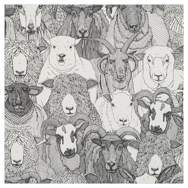 just sheep black white tyg (Provkarta)