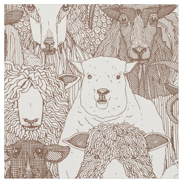 just sheep cinnamon white tyg (Närbild)