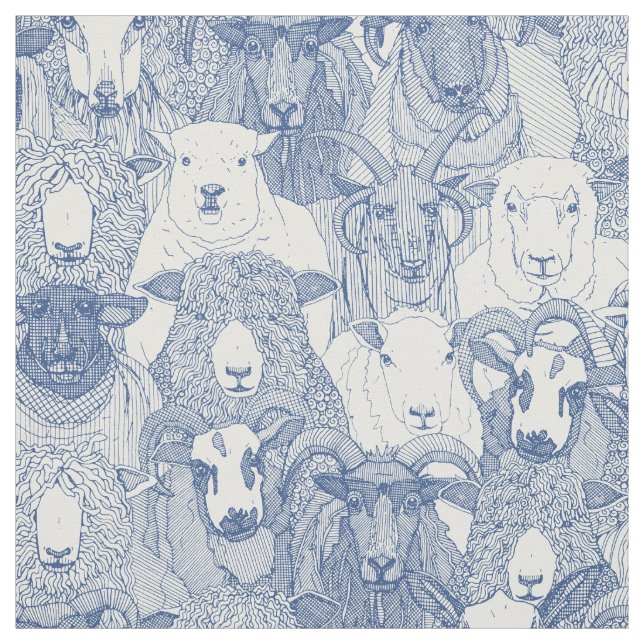 just sheep classic blue white tyg (Provkarta)