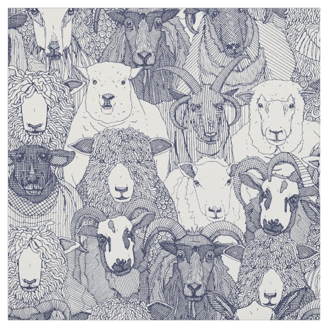 just sheep navy blue white tyg (Provkarta)