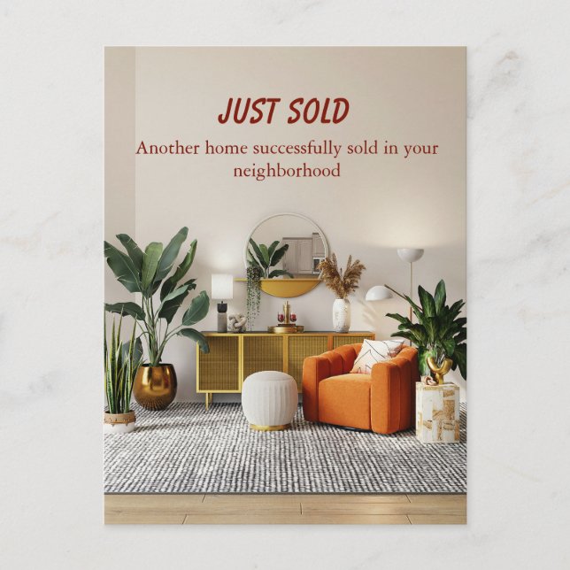 Just Sold Real Estate Postcard | Realtor Marketing Vykort (Framsida)