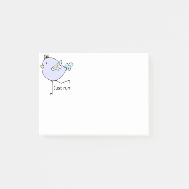 Just Springa Cute Tecknad Running Chick Post-it Block (Framsida)
