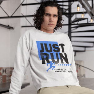 Just Springa Marathon Springer Tävling Datum blåvi Lång Ärmad Tröja