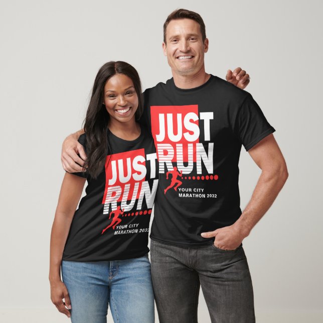 Just Springa Marathon Springer Track Tävling Date  T Shirt (Unisex)