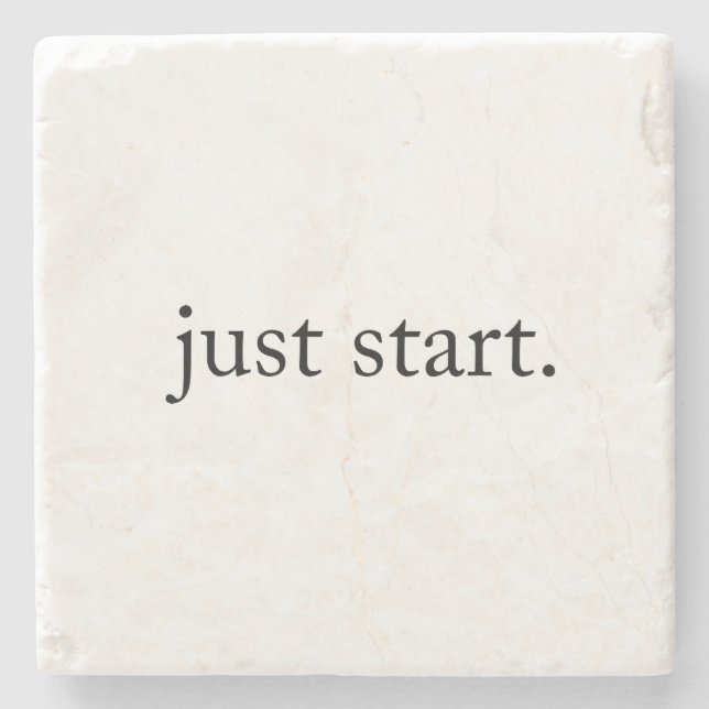 Just Start Inspirational Quote Marble Coaster  Stenunderlägg (Framsidan)