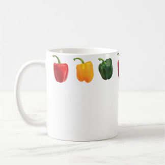 Just verkligen gillar paprikor gula röda gröna pap kaffemugg