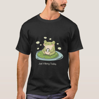Just Vibing Today Chill Frog Aesthetic T Shirt