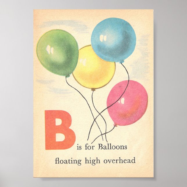 Just Vintage Alphabet, Brev B Poster (Framsidan)