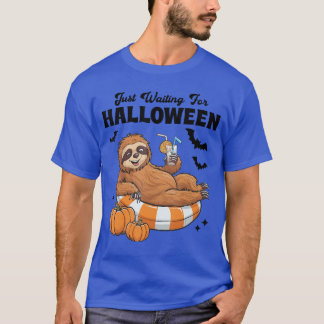 Just Waiting For Halloween Cute Lazy Sloth Hallowe T Shirt