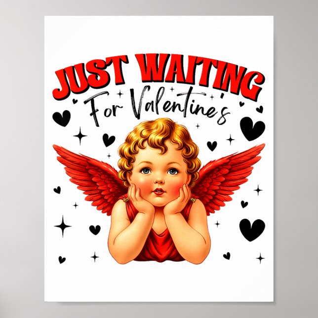 Just Waiting For Valentines Day Baby Cud Cute Vale Poster (Framsidan)