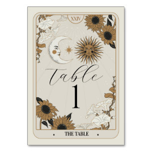 Justerade kort för Tarot Bordsnummer Sol Måne just