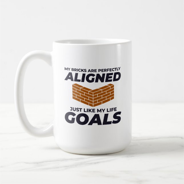 Justerade tegelstenar, justerade mål: Humoriserat  Kaffemugg (Vänster)