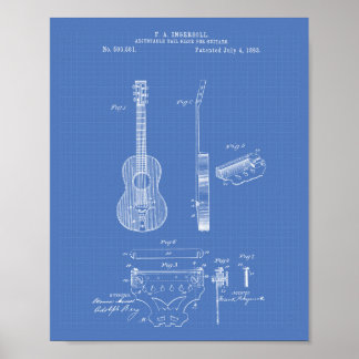 Justerbara gitarrer 1893 Patentbild Poster