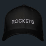 Justerbart tak för raketer broderad keps<br><div class="desc">Med det här locket stöder du ditt favoritteam. Text är anpassade,  så du kan ersätta ditt favoritlag namn i ställe med "Rockets". Välj mellan olika typer av lock och häll färg.</div>
