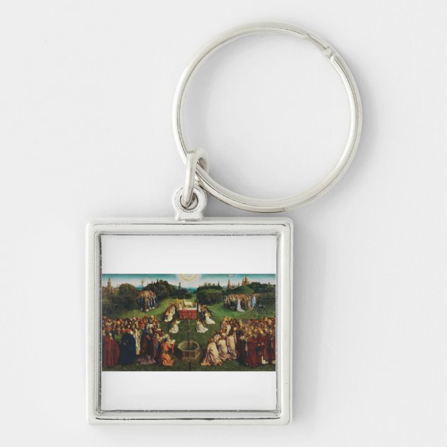 Justering av Lamb från Jan van Eyck Fyrkantig Silverfärgad Nyckelring (Framsidan)