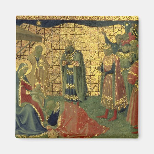 Justering av Magi, detaljer från en predella panel Magnet (Framsidan)