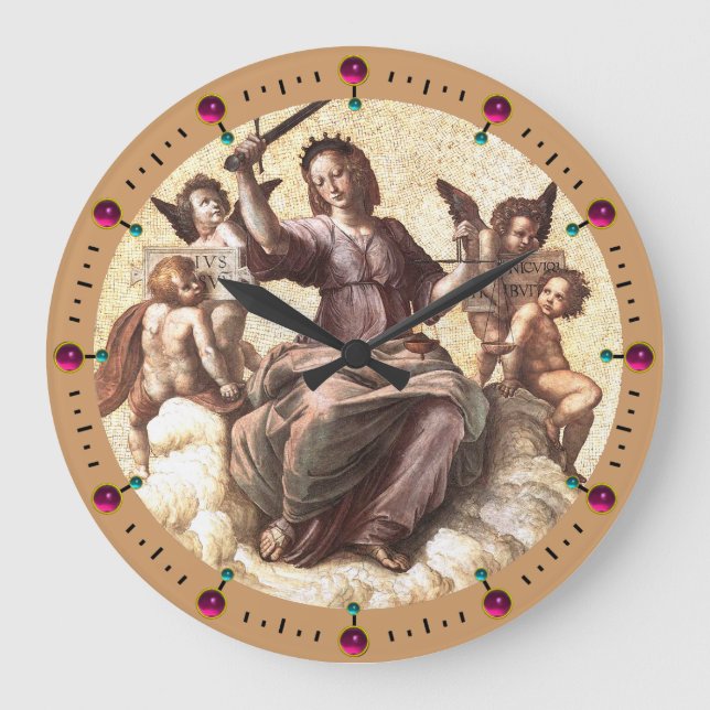 JUSTICE Allegory Fresco av Raffaello Sanzio Stor Klocka (Framsida)