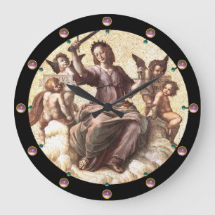 JUSTICE Allegory Fresco av Raffaello Sanzio Stor Klocka