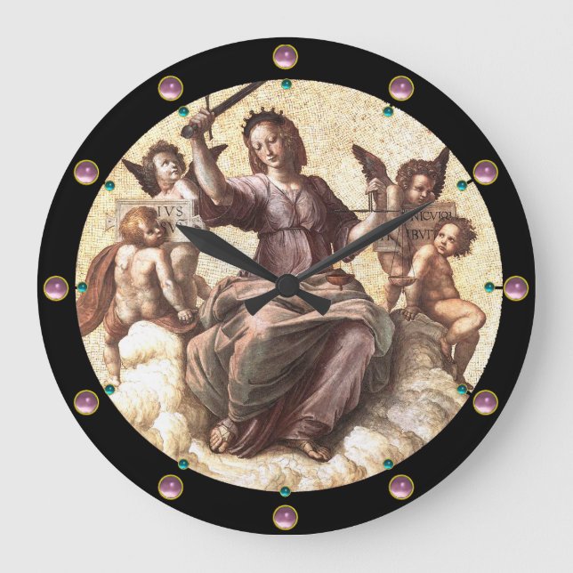 JUSTICE Allegory Fresco av Raffaello Sanzio Stor Klocka (Framsida)