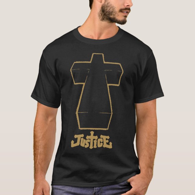 Justice Electro Music Golden Cross  T-Shirt (Framsida)