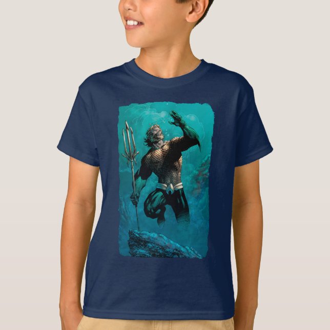 Justice League #10 Aquaman Drowned Earth Variant T Shirt (Framsida)