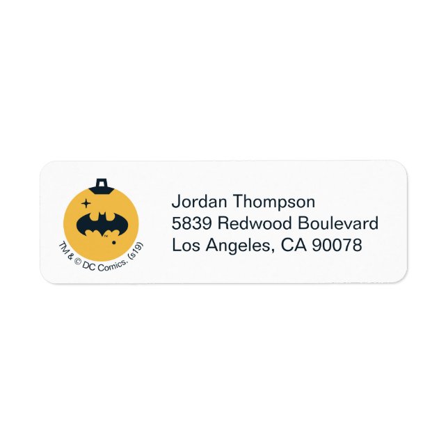 Justice League Batman Helgdag Bauble Returadress Etikett (Framsidan)