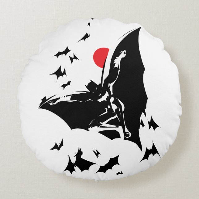 Justice League | Batman i Cloud of Fladdermöss Pop Rund Kudde (Framsidan)