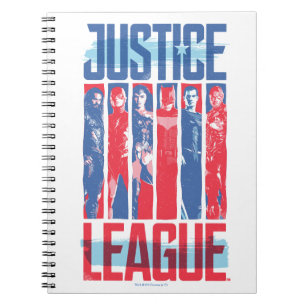 Justice League Blått och rött grupputkast Anteckningsbok Med Spiral