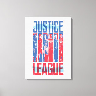 Justice League   Blått och rött grupputkast Canvastryck