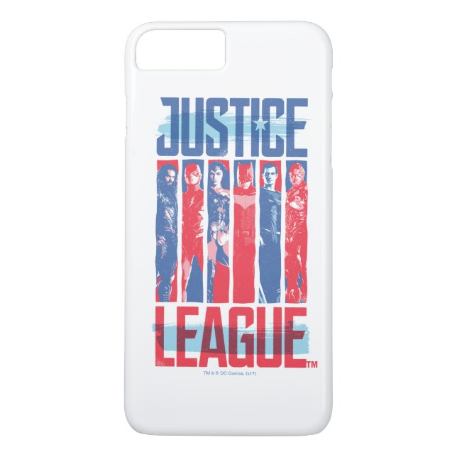 Justice League | Blått och rött grupputkast Case-Mate iPhone Skal (Baksida)