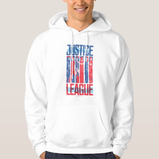 Justice League | Blått och rött grupputkast Hoodie (Framsida)