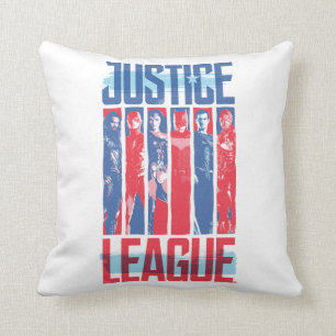 Justice League Blått och rött grupputkast Kudde
