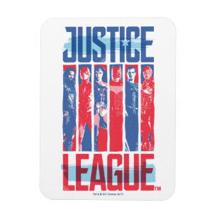 Justice League Blått och rött grupputkast Magnet