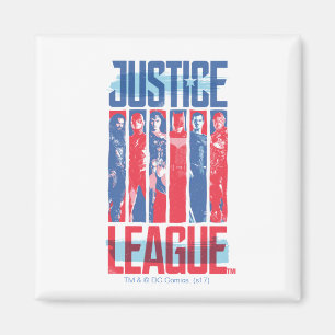 Justice League Blått och rött grupputkast Magnet