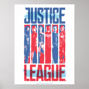 Justice League   Blått och rött grupputkast Poster