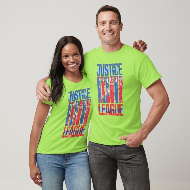 Justice League | Blått och rött grupputkast T-shirt (Unisex)