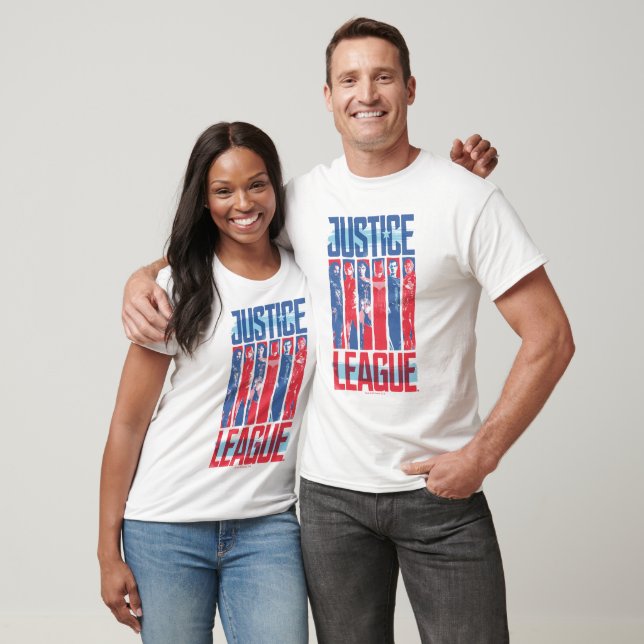Justice League | Blått och rött grupputkast T Shirt (Unisex)