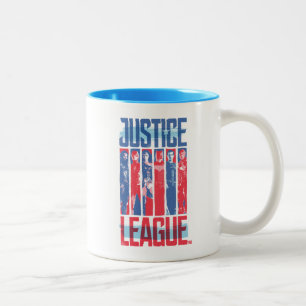 Justice League   Blått och rött grupputkast Två-Tonad Mugg