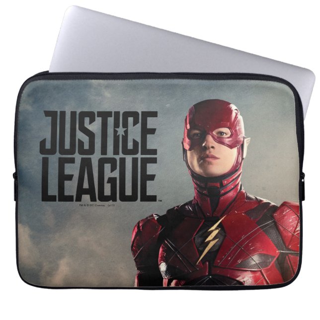 Justice League | Blixten på batteriljfält Laptop Sleeve (Framsidan)