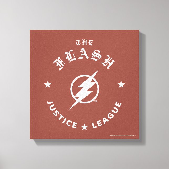 Justice League | Blixten Retro-blixten Emblem Canvastryck (Framsida)