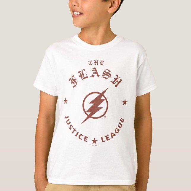 Justice League | Blixten Retro-blixten Emblem Tee Shirt (Framsida)