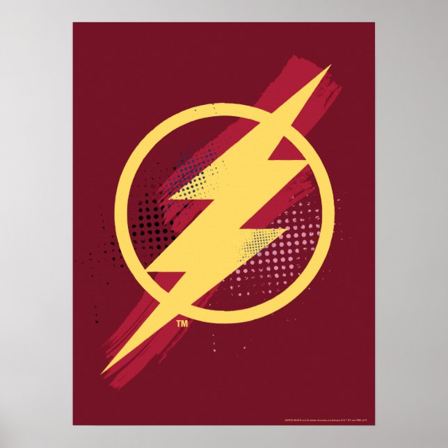 Justice League | Blixtsymbol för pensel och raster Poster (Framsidan)