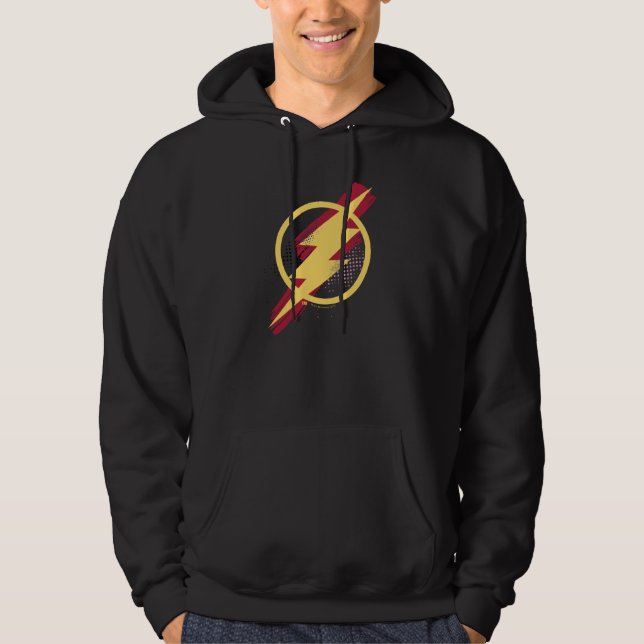 Justice League | Blixtsymbol för pensel och raster Sweatshirt Med Luva (Framsida)